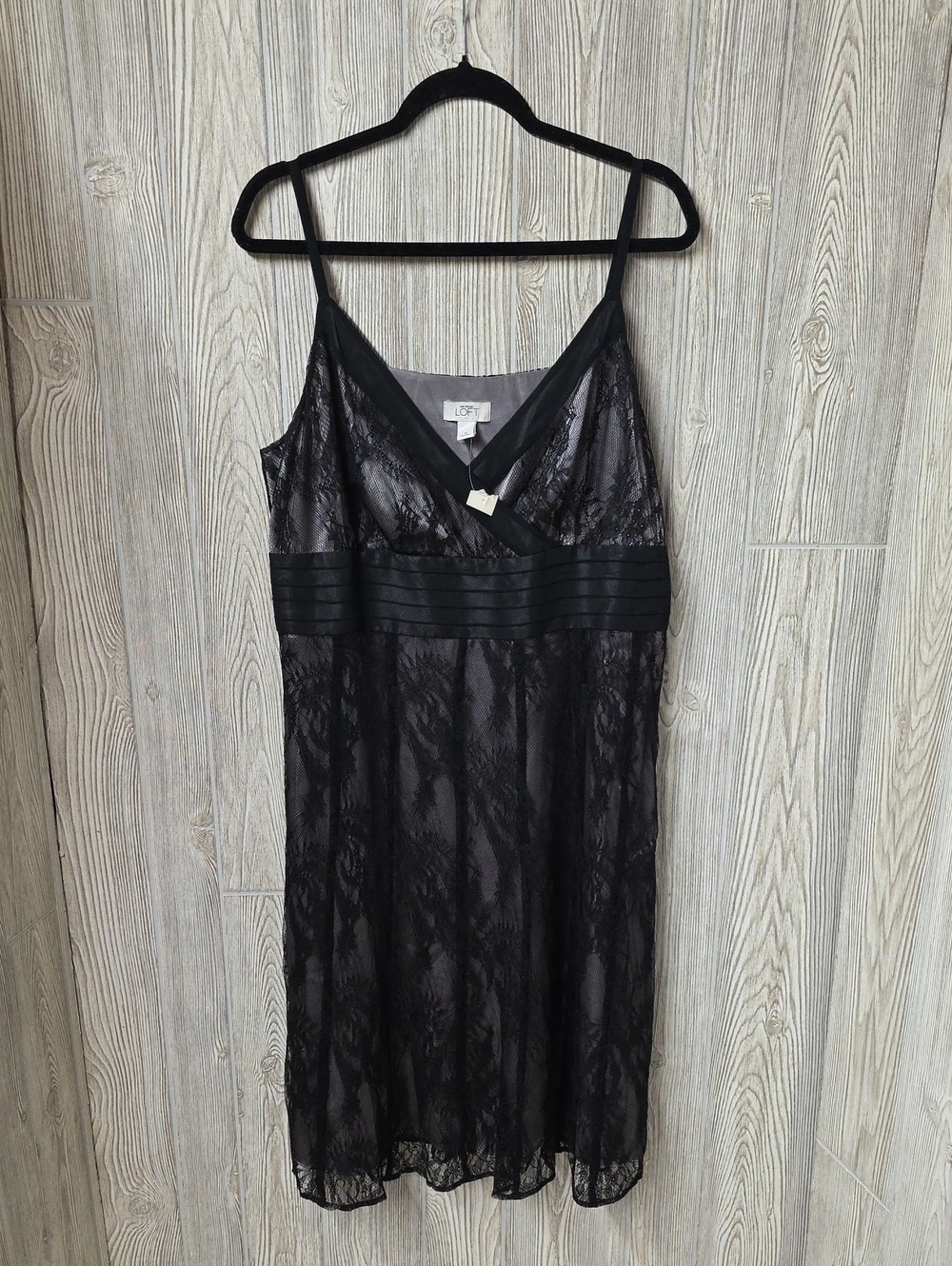 LOFT Black Lace Cocktail Slip Dress Womens Size 16 NWT